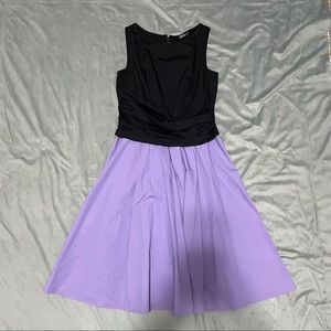eShakti Black Purple Midi Dress EUC Size 2
